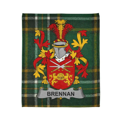 Brennan Family Crest Tartan Blanket Throw
