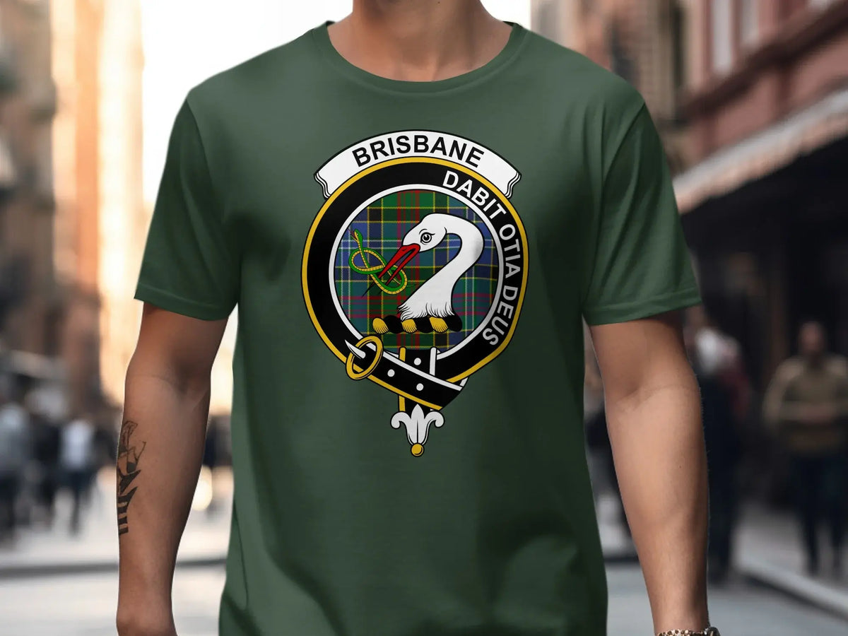 Brisbane tartan clan crest T-shirt design detail