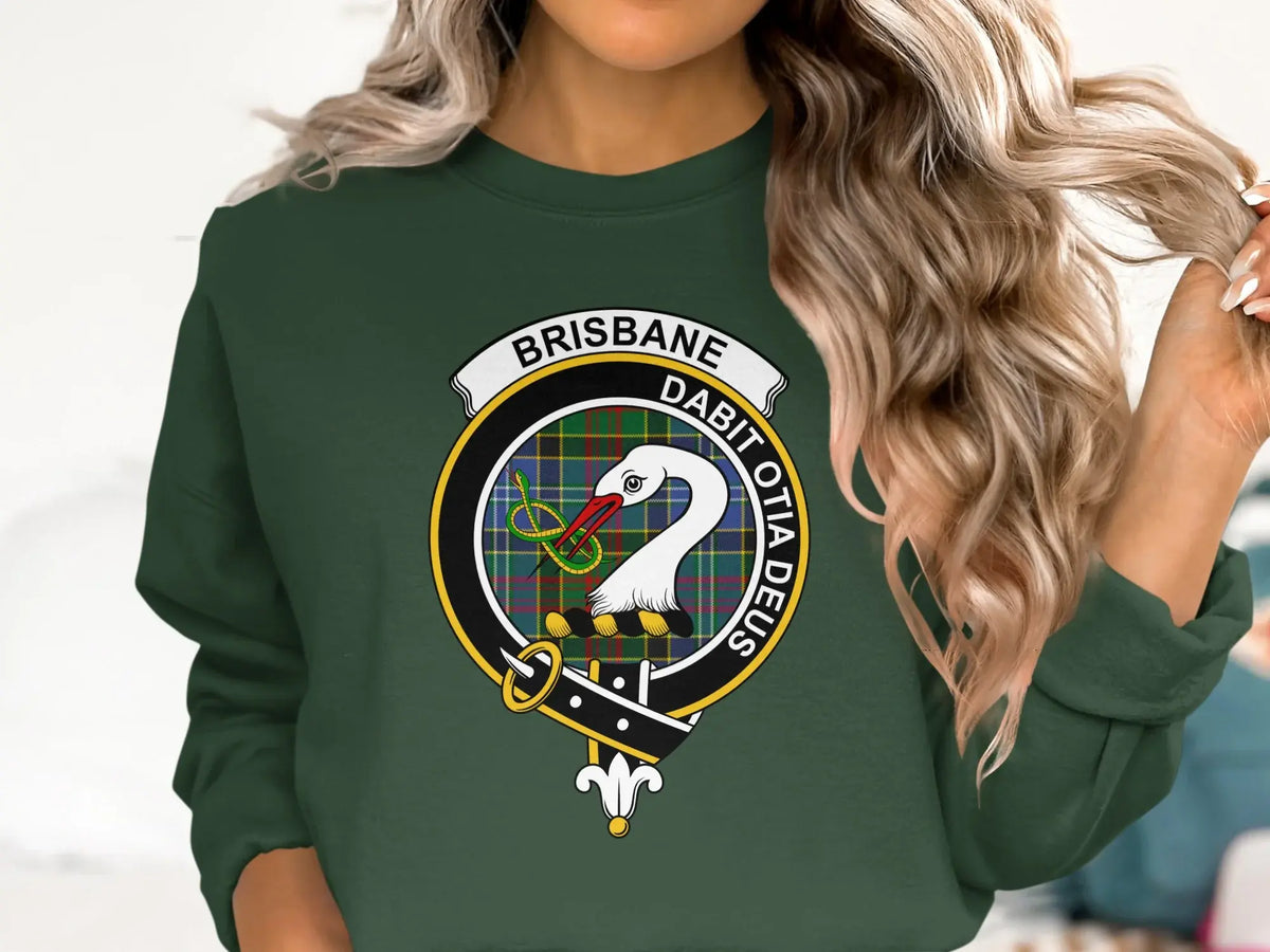 Brisbane clan crest tartan sweatshirt front design
