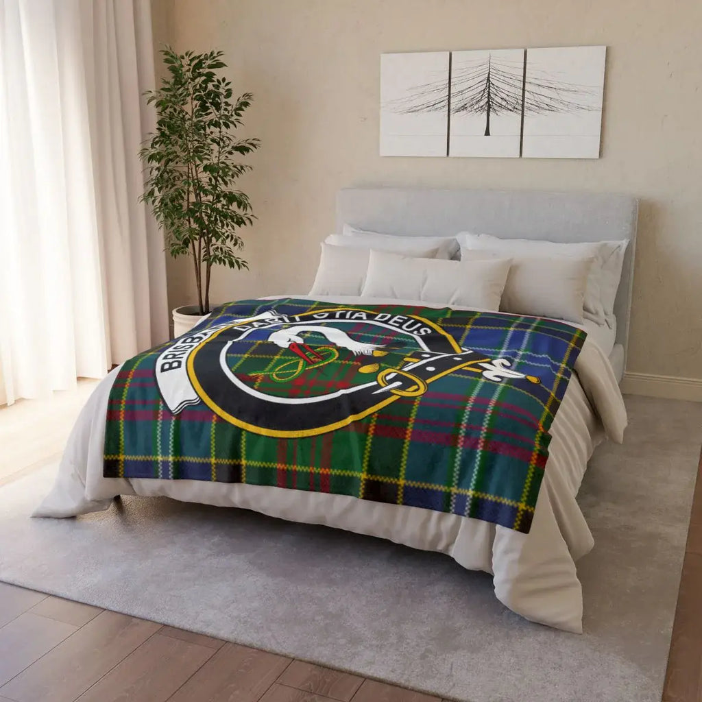 Scottish Clan Crest Plaid Pattern Fleece Blanket