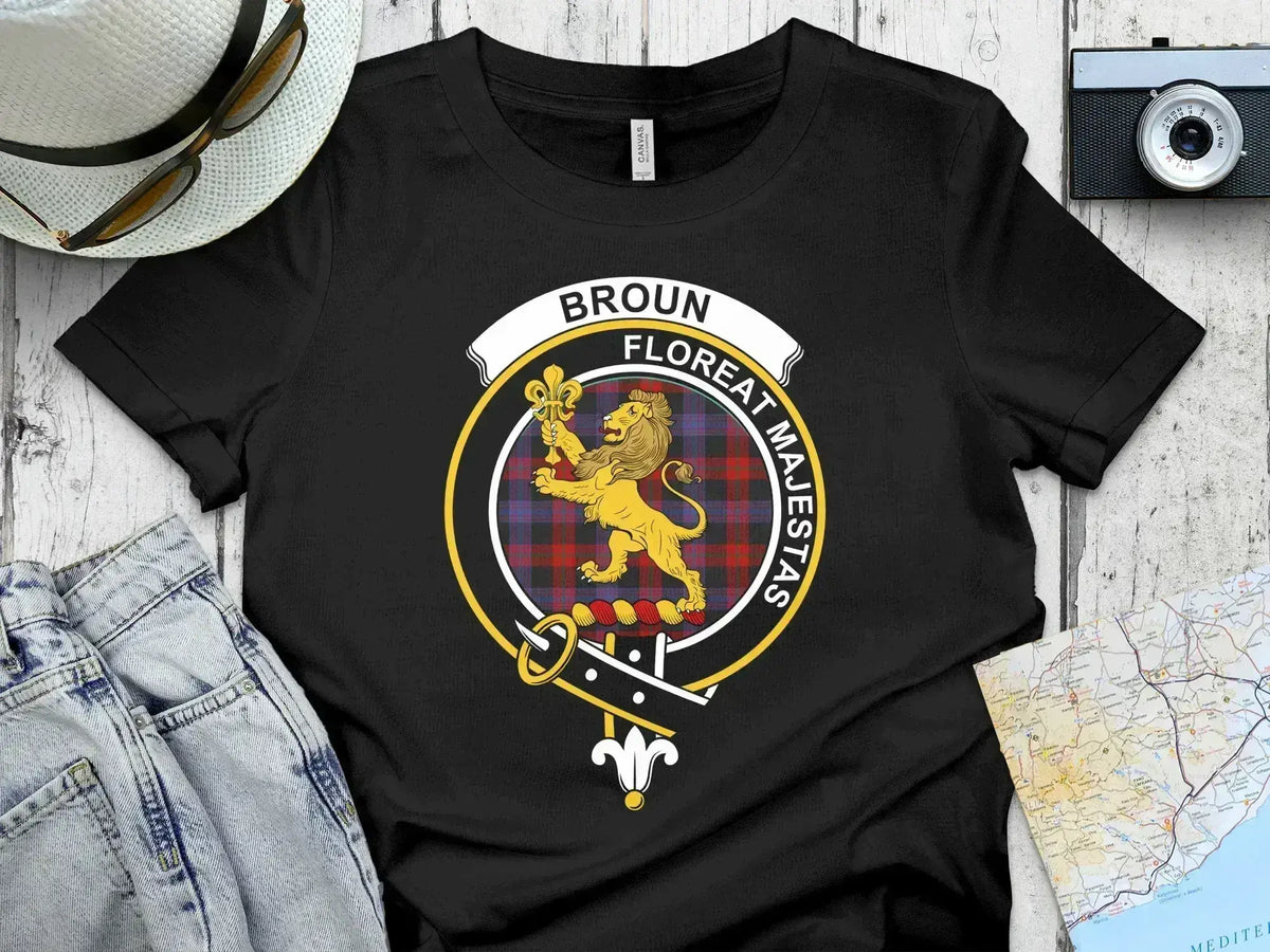 Broun clan crest tartan T-shirt in black