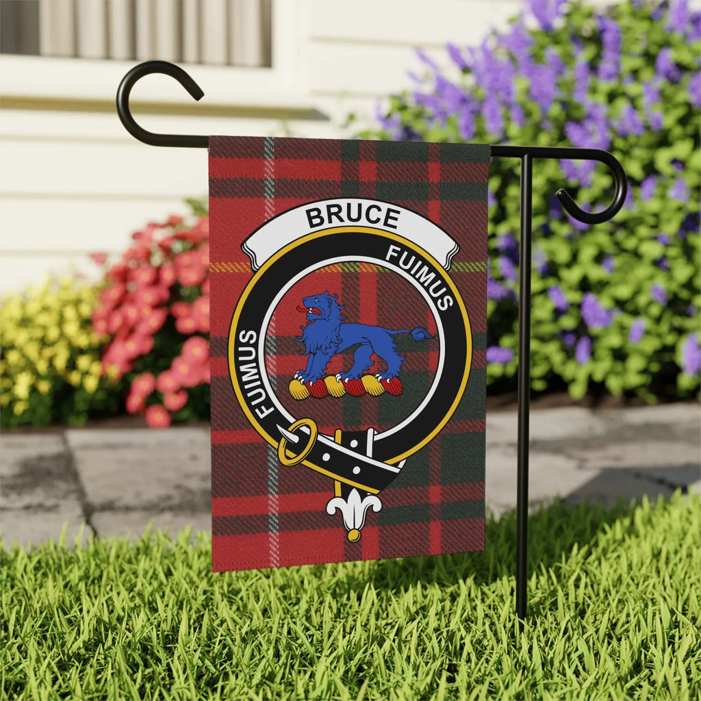 Bruce Fuimus tartan garden flag 24x32 inches — larger outdoor size with blue lion crest