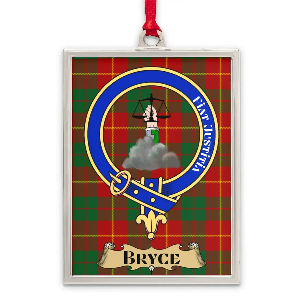 Bryce tartan-background framed ornament product presentation