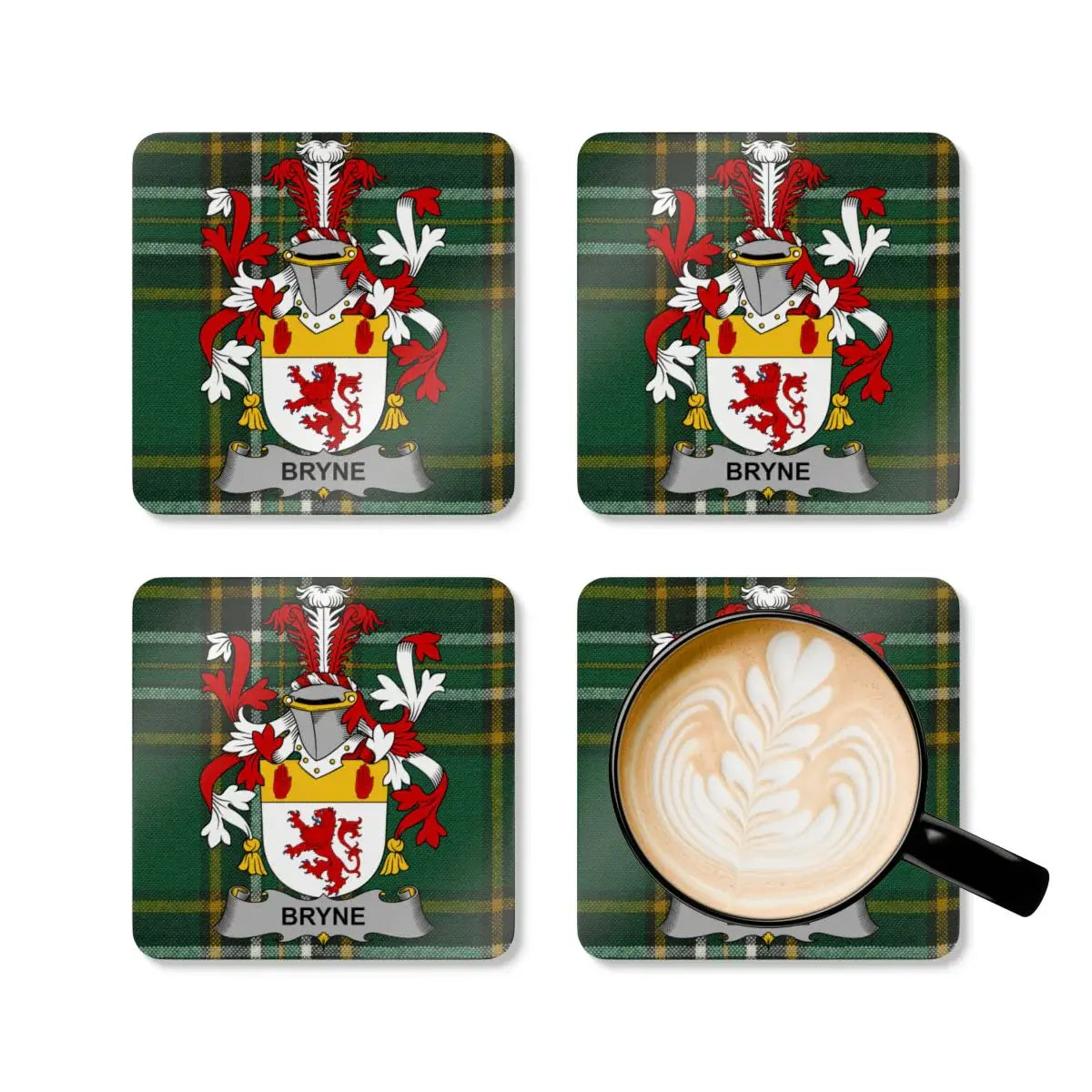 Bryne Family Tartan Crest Design Coasters set product type