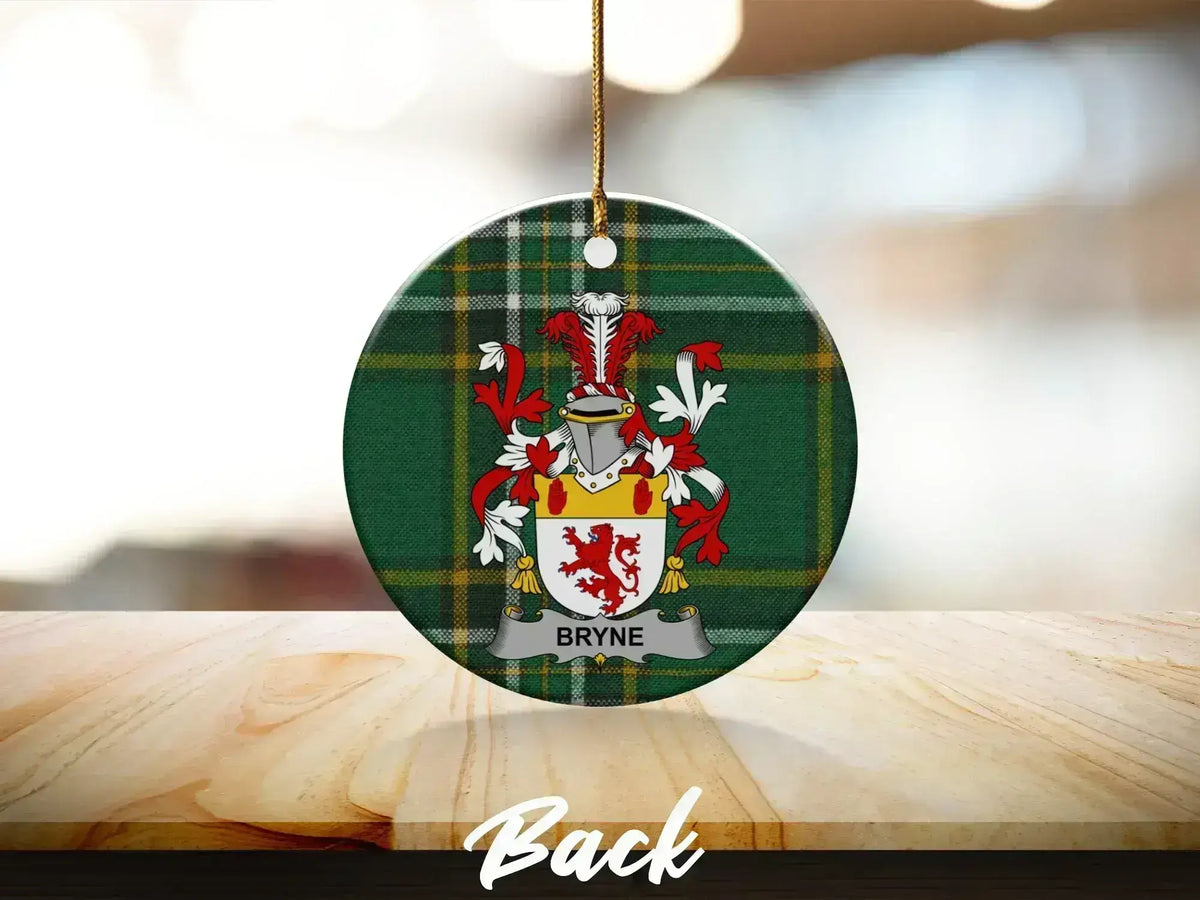 Bryne family crest Christmas tree ornament detail