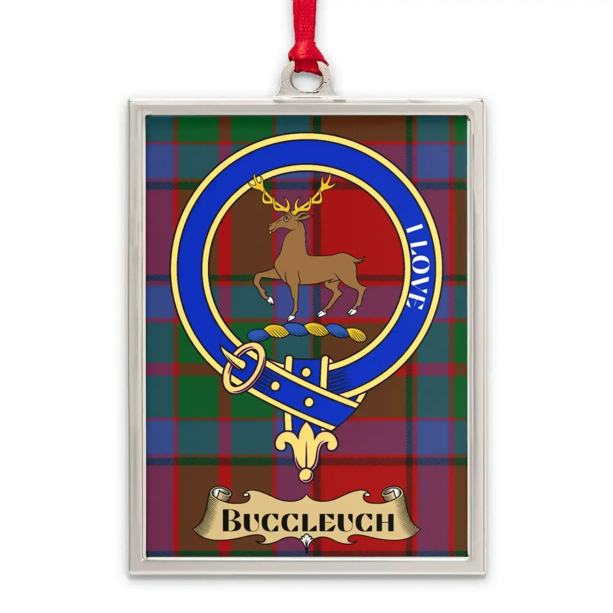 Buccleuch tartan-background framed ornament product presentation