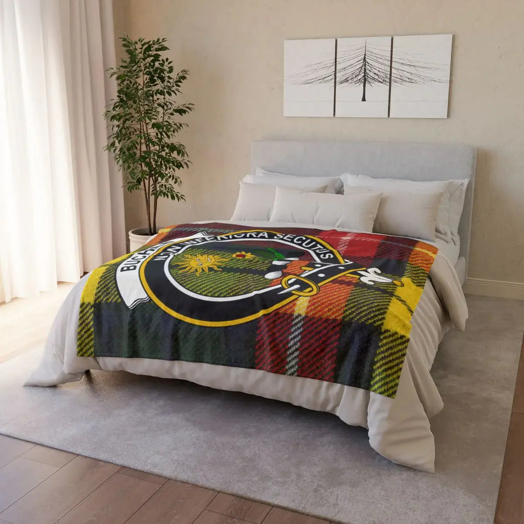 Vibrant Colorful Plaid Design Stay Secure Emblem Blanket