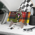 Clan Buchanan crest tartan license plate — yellow plaid design, 100% aluminium 12x6 inch
