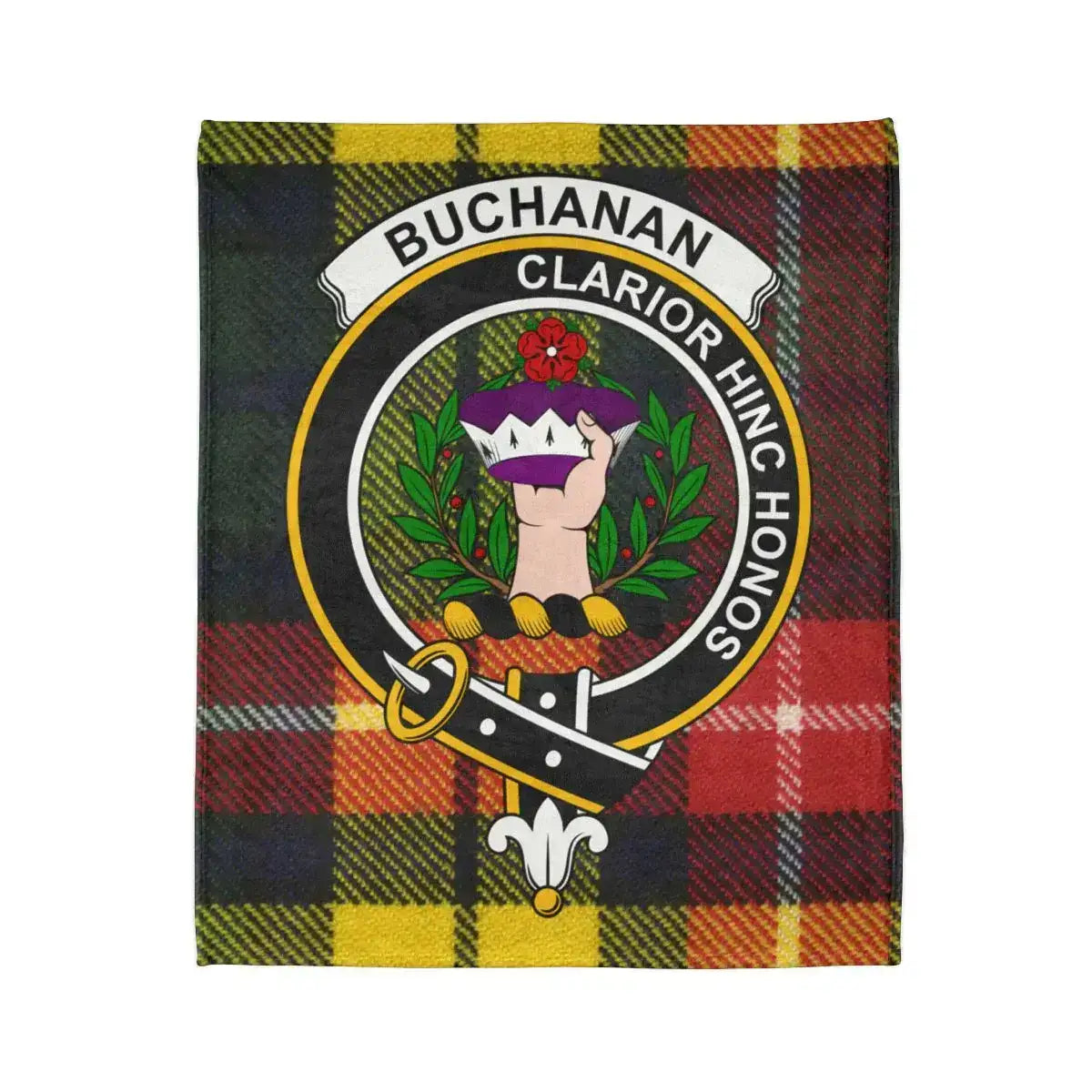 Buchanan Clan Crest Tartan Plaid Fleece Blanket