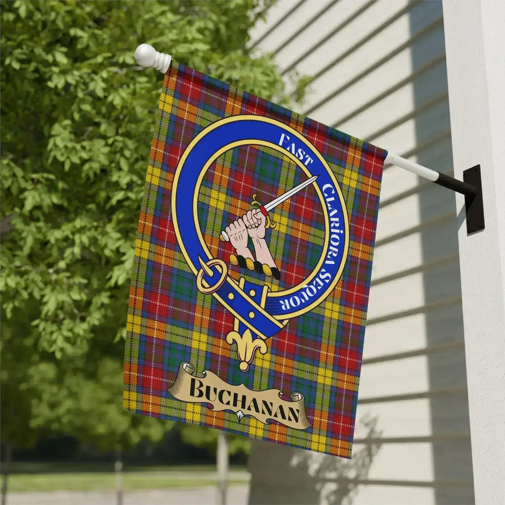Clan Buchanan tartan garden flag second design — crest banner, 12x18 inch outdoor flag