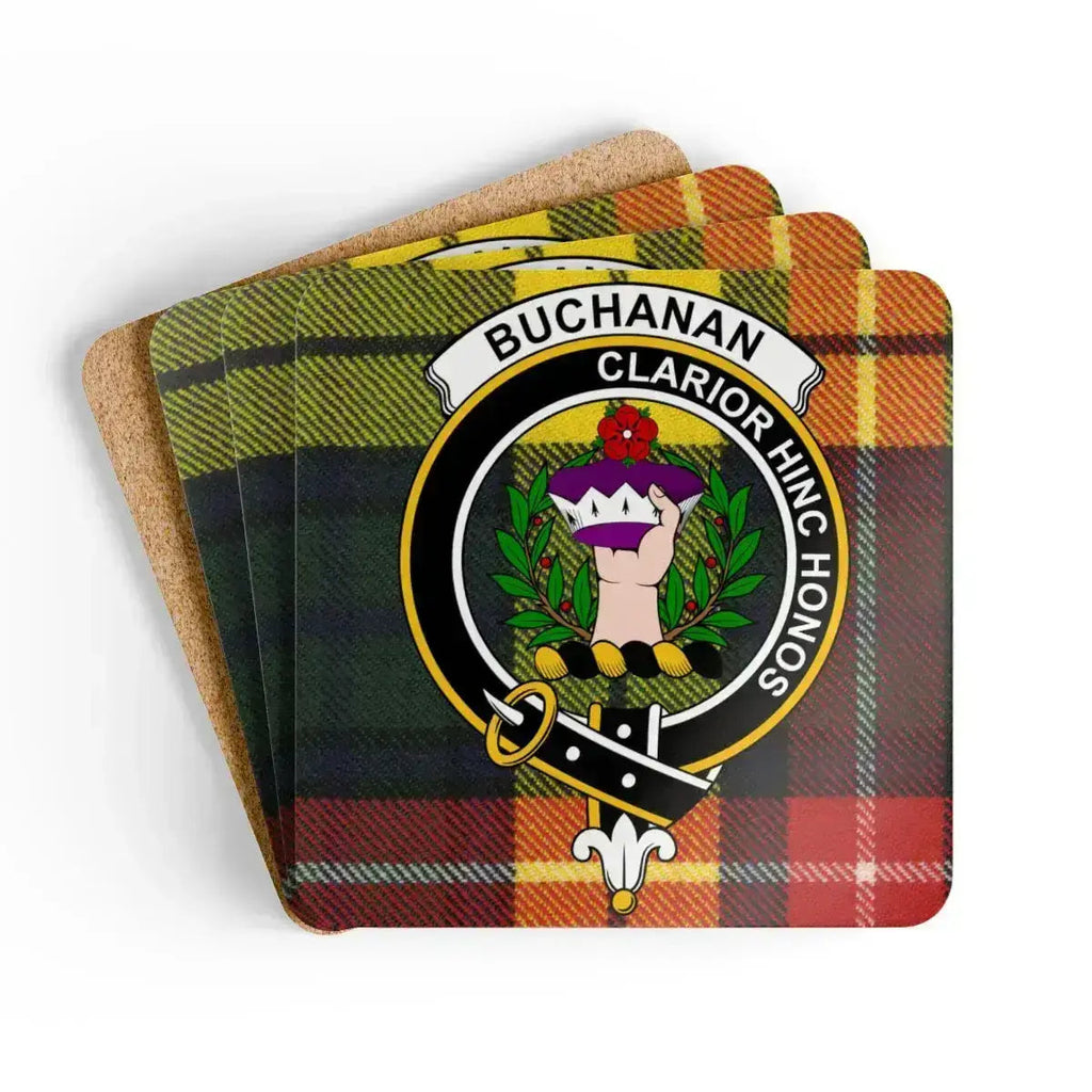 Buchanan Scottish clan crest tartan coaster example for custom coaster set
