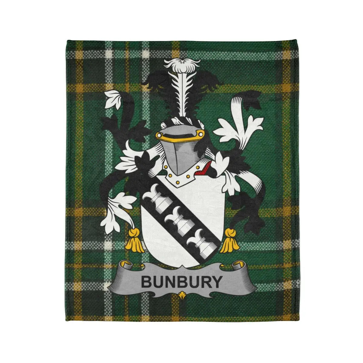 Bunbury Coat of Arms Plaid Blanket Family Design