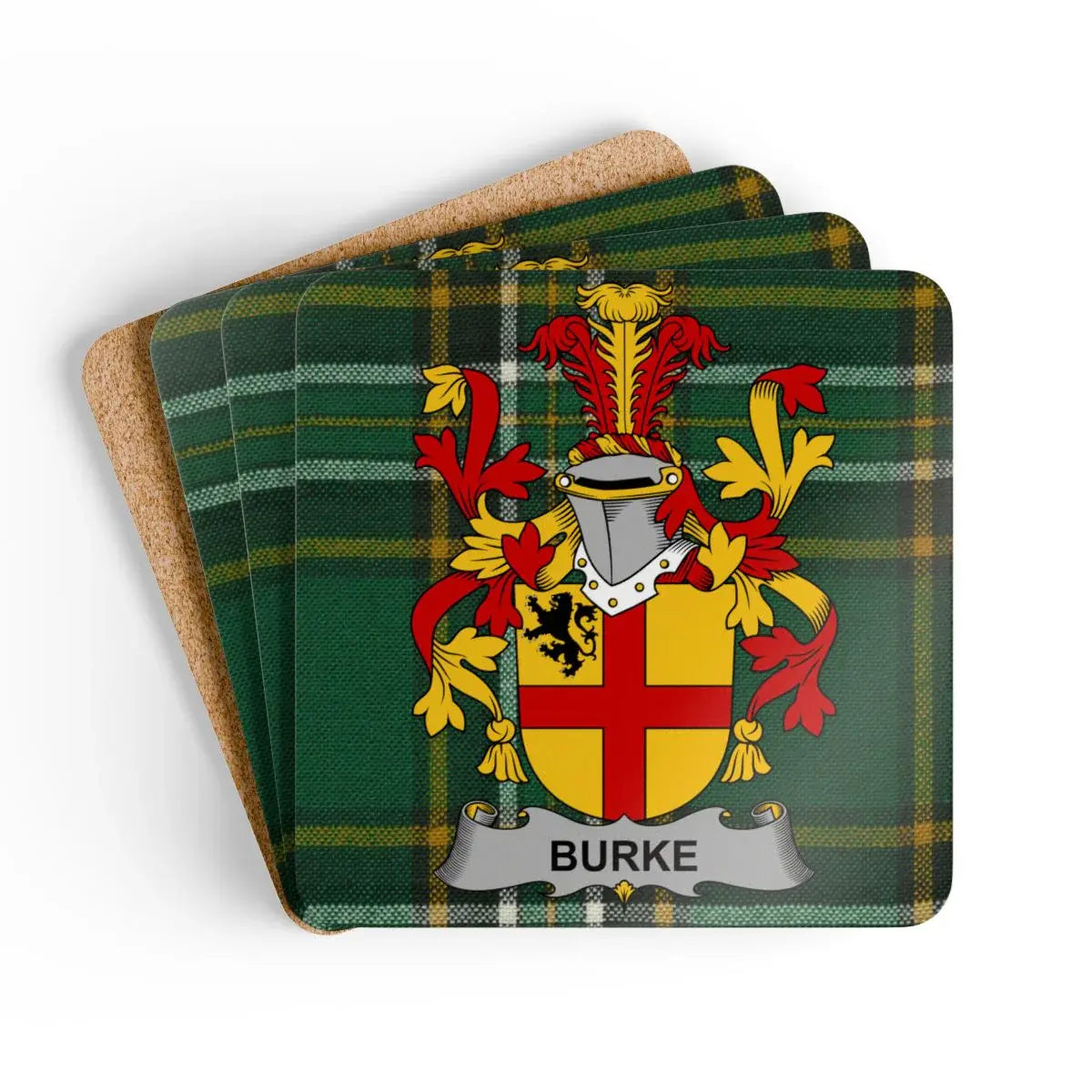 Family Crest Cork Drink Coaster Set Burke product