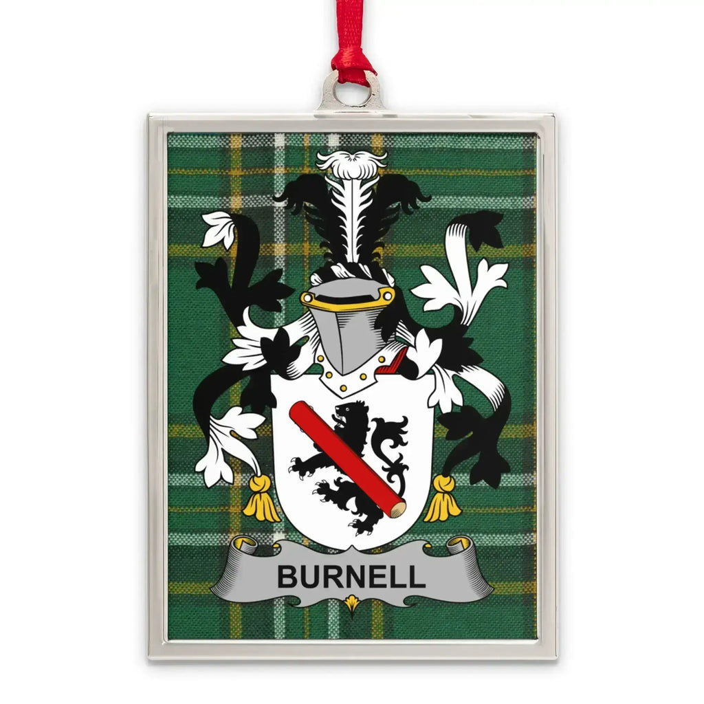 Burnell Family Crest Design on Tartan Pattern product