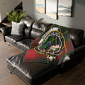 Clan Burnett virescit vulnere virtus crest tartan throw blanket — 100% polyester, sofa display