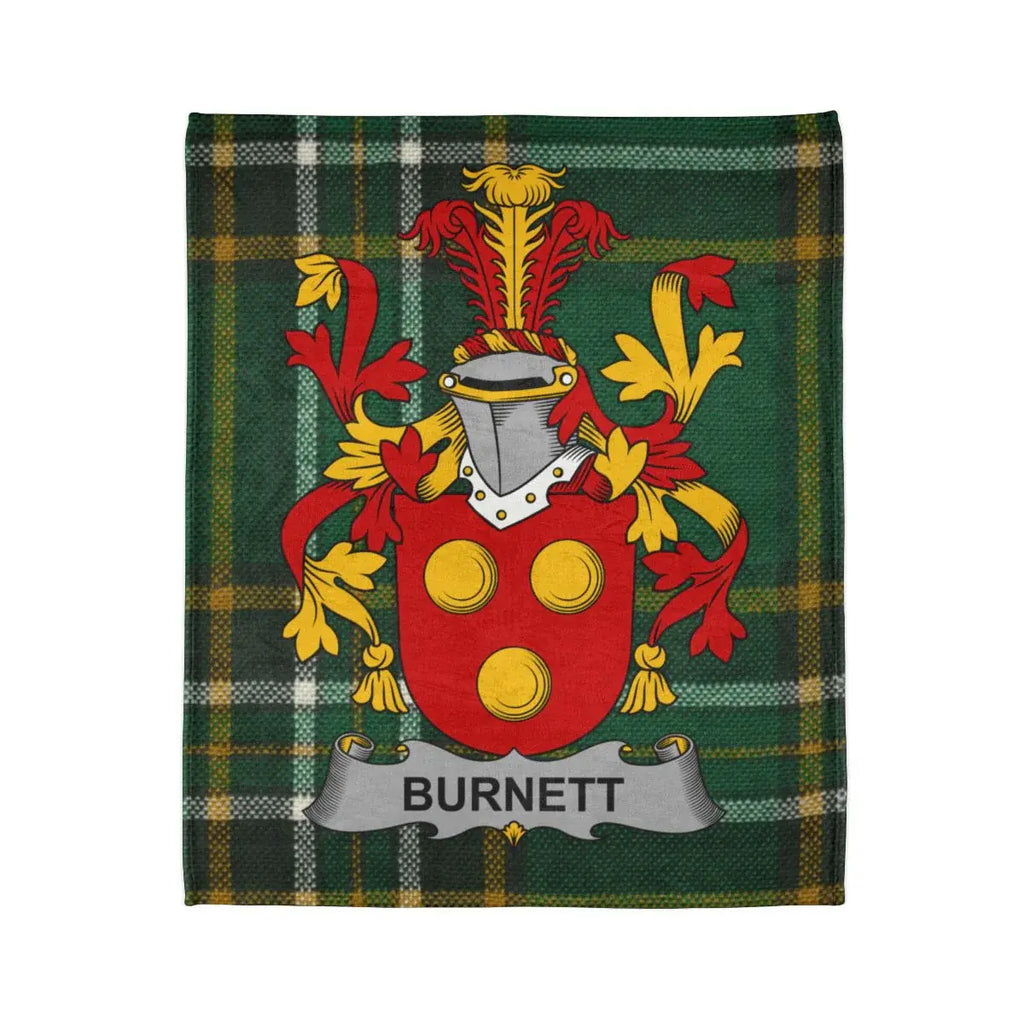 Burnett Family Crest on Tartan Blanket