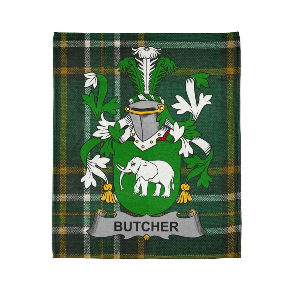 Butcher Family Crest Tartan Blanket Scottish Gift