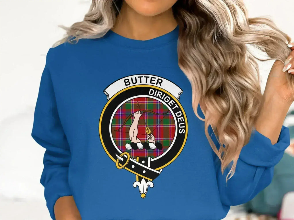 Clan Butter diriget deus crewneck sweatshirt — royal blue, front view