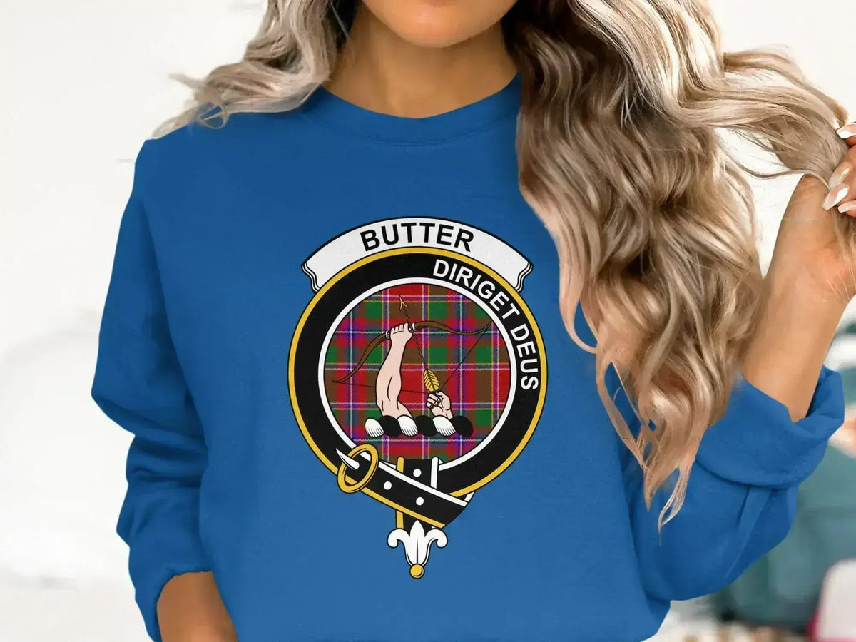 Clan Butter diriget deus crewneck sweatshirt — royal blue, front view