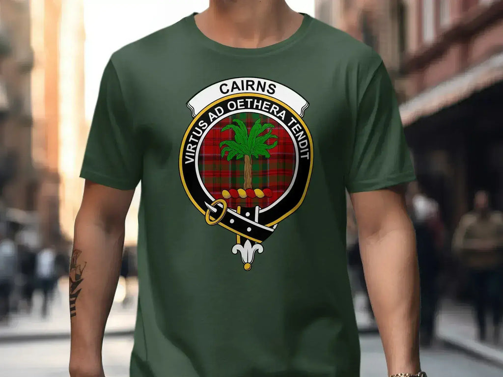 Cairns tartan clan crest T-shirt design detail