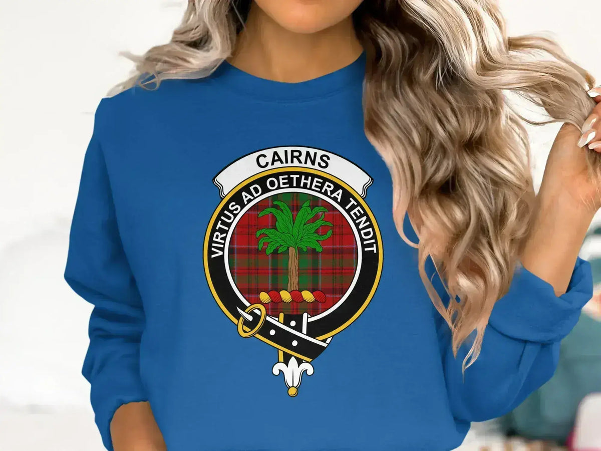 Cairns tartan clan crest sweatshirt design detail