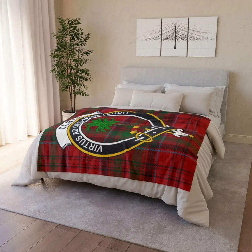 Cozy Vibrant Tartan Blanket with Clan Emblem Design