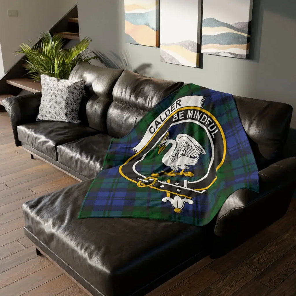 Clan Calder be mindful swan crest tartan throw blanket — 100% polyester, sofa display