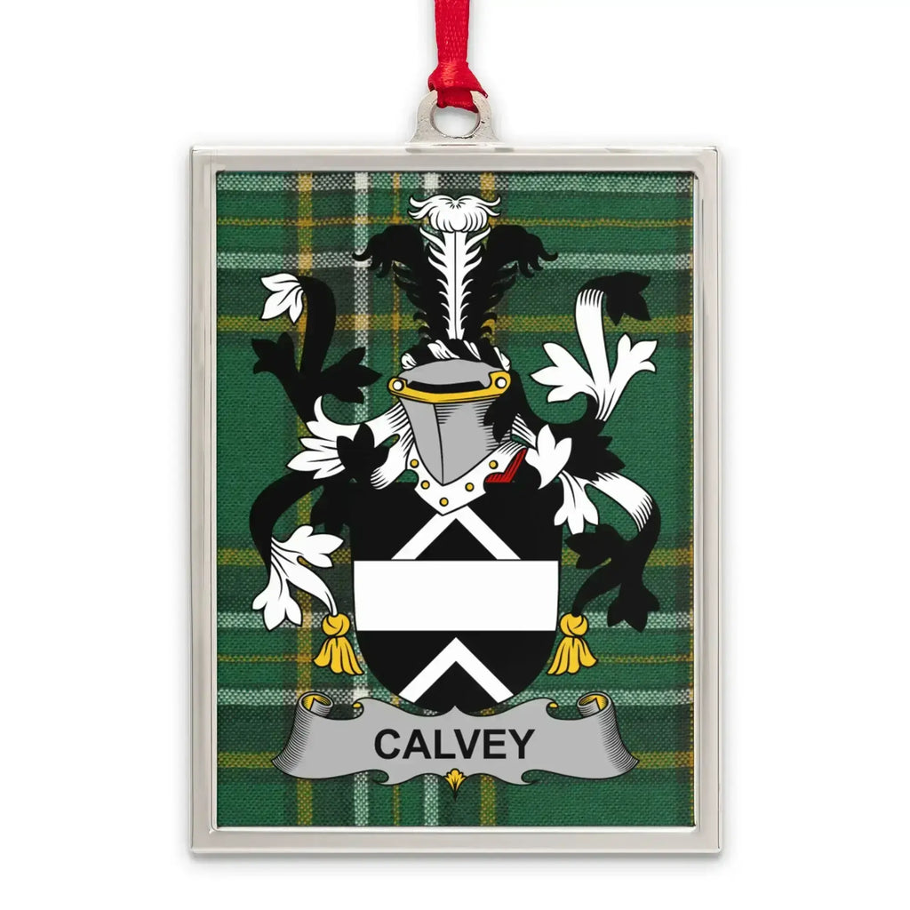 Calvey Family Crest Plaid Pattern Holiday Ornament