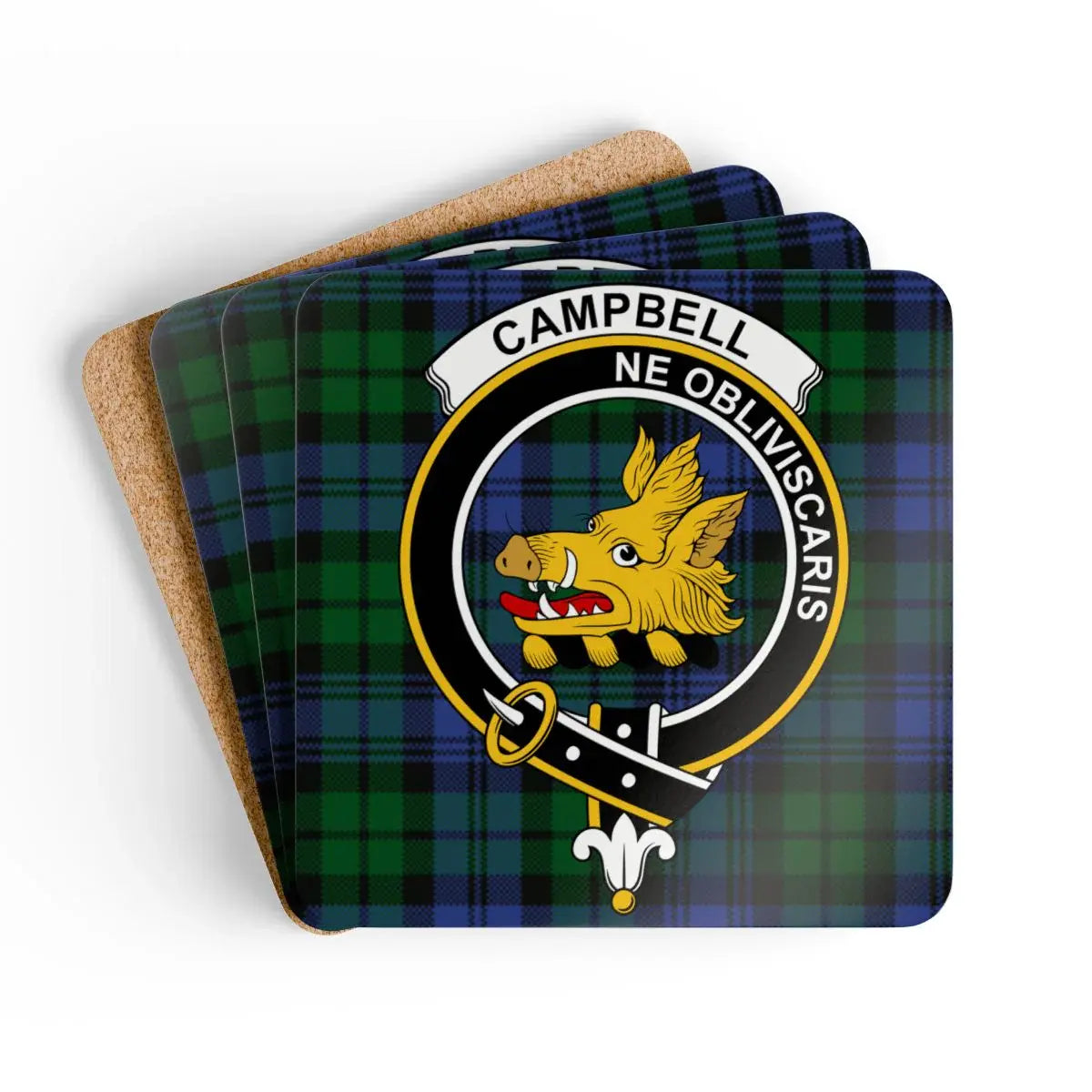 Campbell Scottish clan crest tartan coaster example for custom coaster set