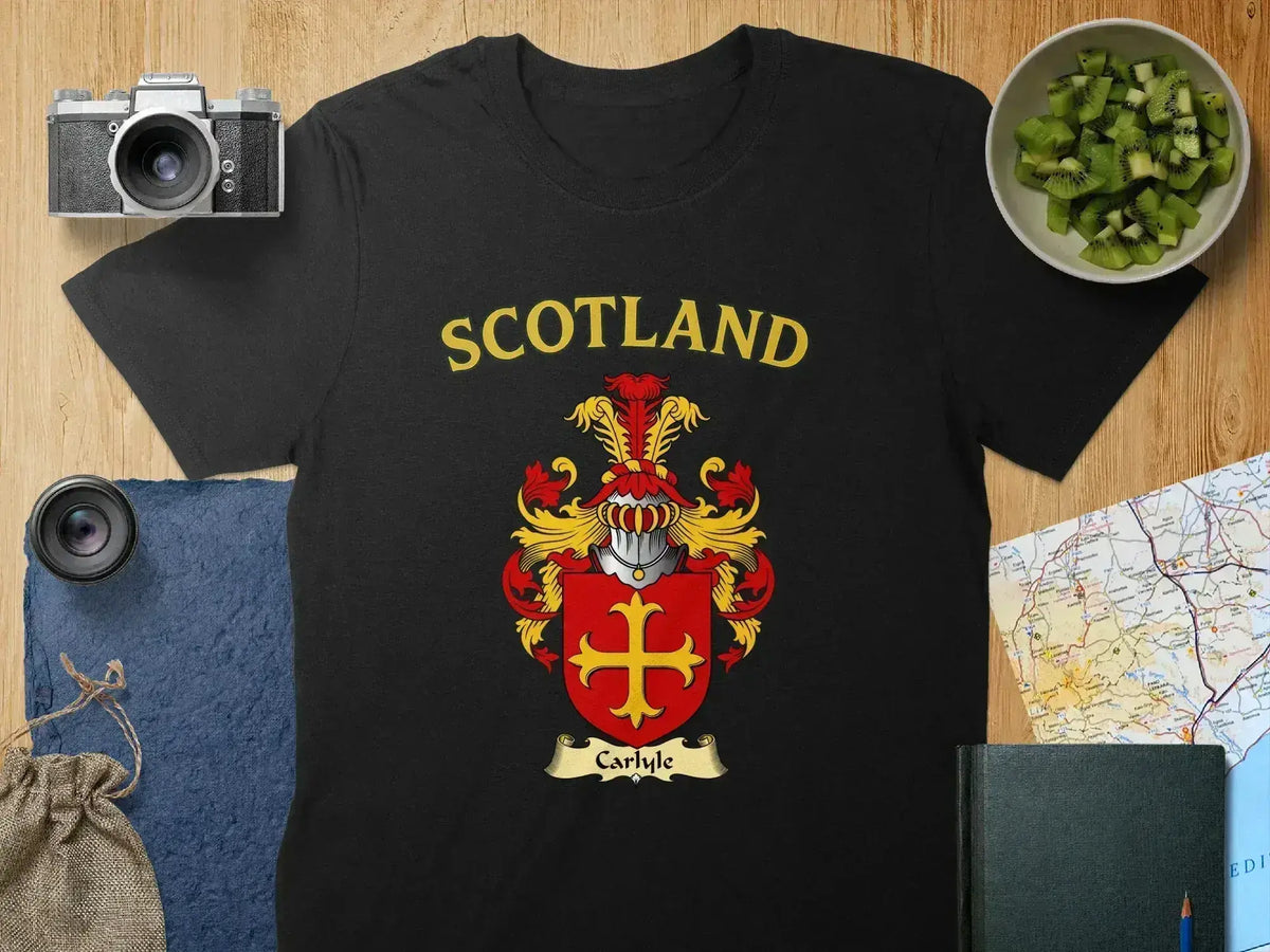 Carlyle clan crest T-shirt lifestyle view