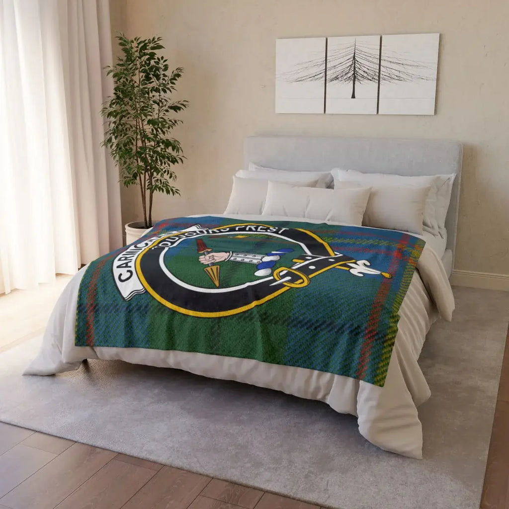 Carmichael clan crest shield emblem throw blanket — lightweight 50x60 inch