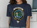 Carmichael clan crest tartan t-shirt — royal blue, unisex fit