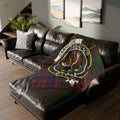 Clan Carnegie dread god clan crest red tartan throw blanket — 100% polyester, sofa display