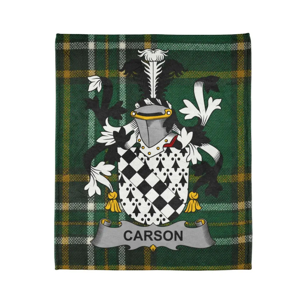 Carson Tartan Blanket with Family Crest Design