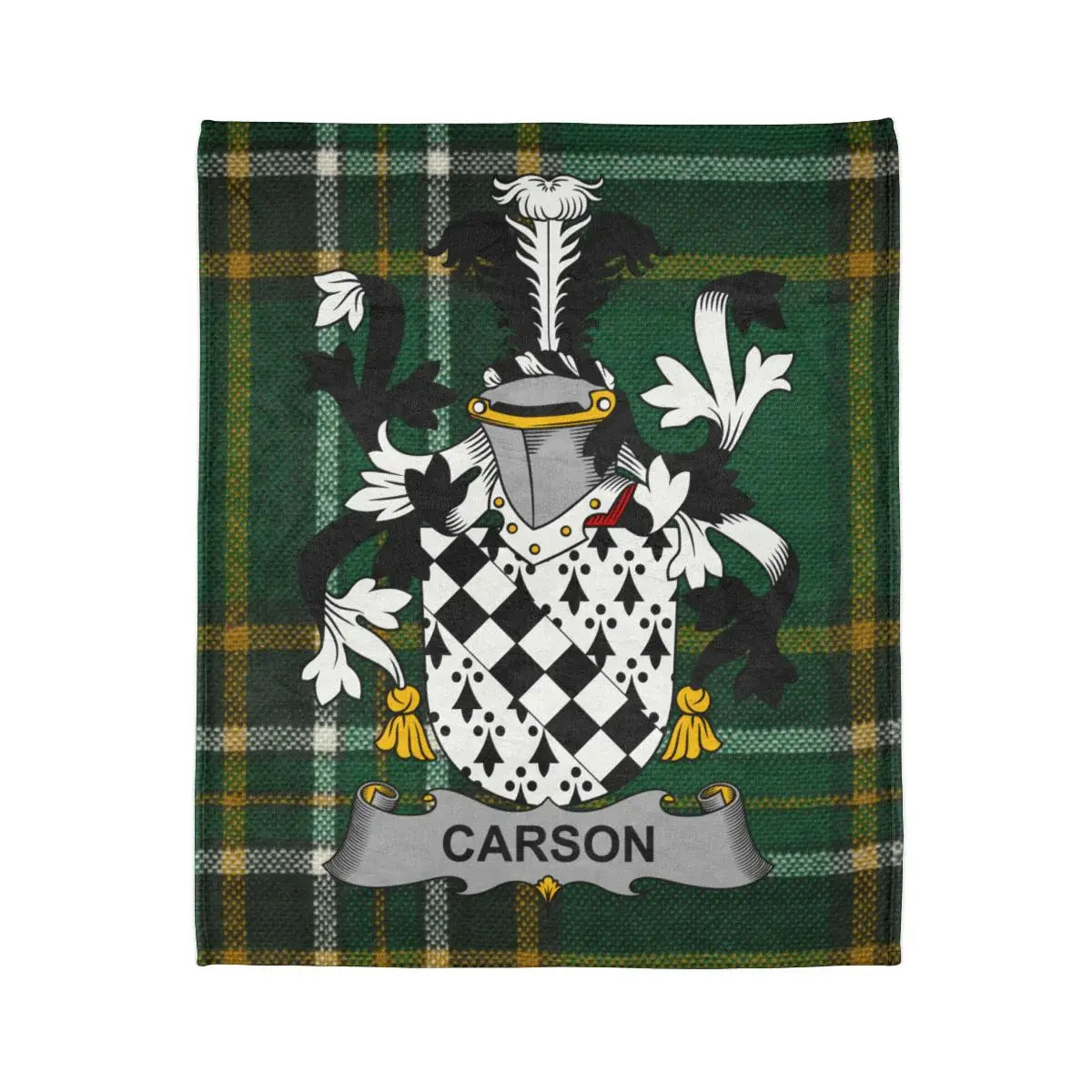 Carson Tartan Blanket with Family Crest Design