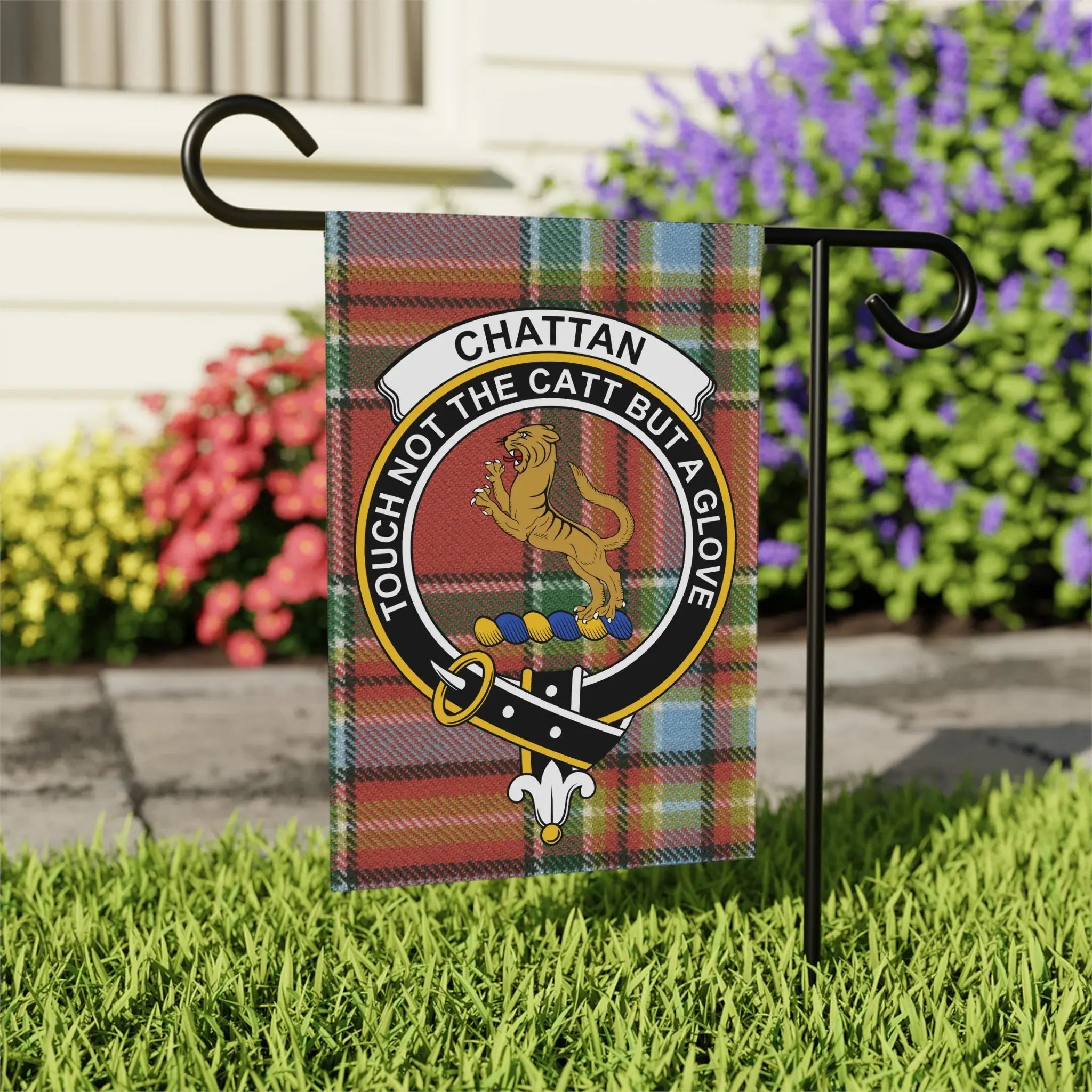 Chattan Touch Not The Catt But A Glove garden flag product
