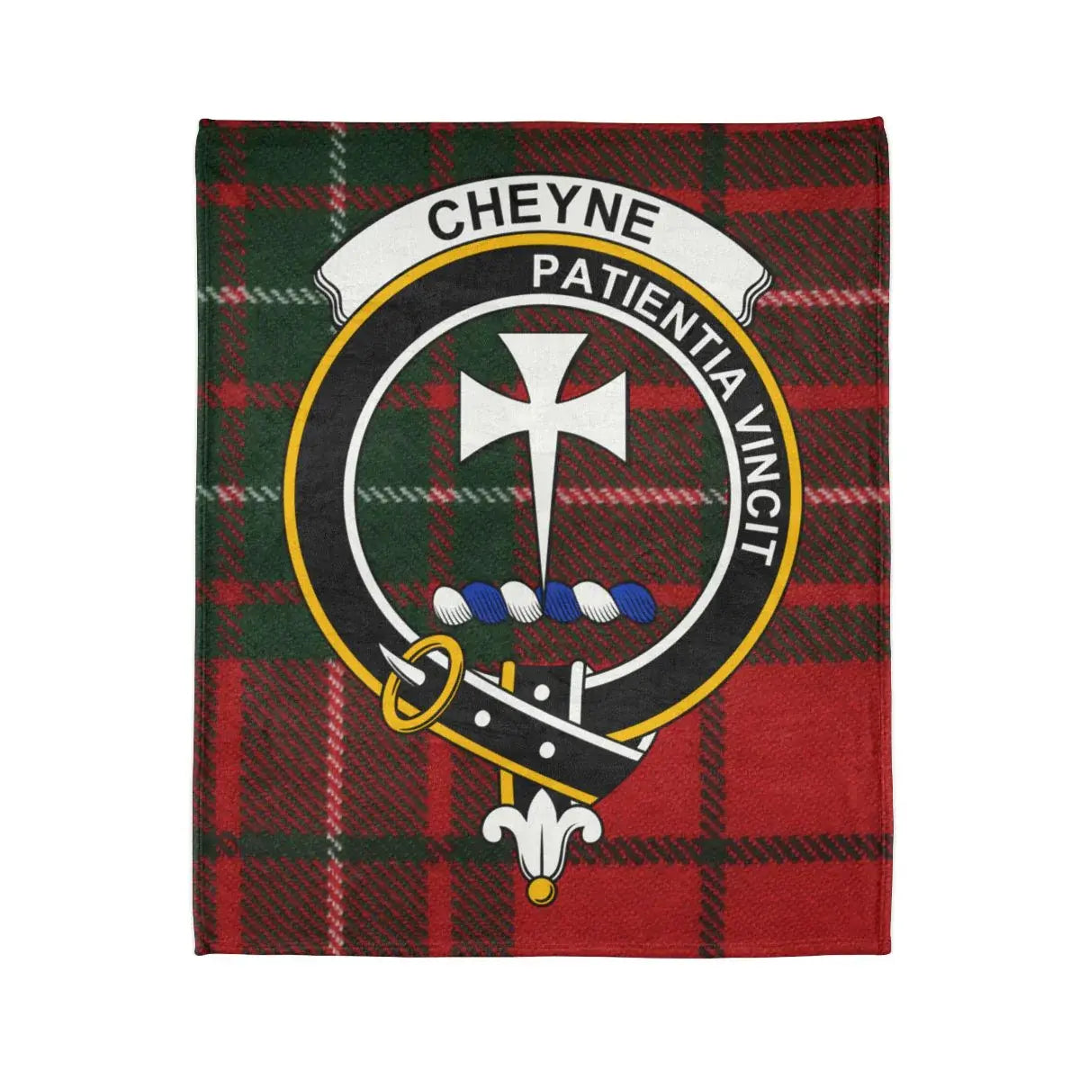 Tartan Pattern Cheyne Patientia Vincit Emblem Blanket