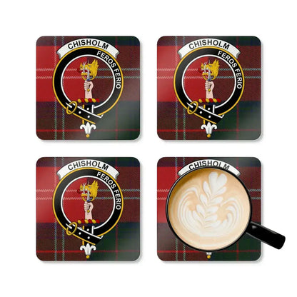 Chisholm Crest Tartan Pattern Decorative Coaster Set product