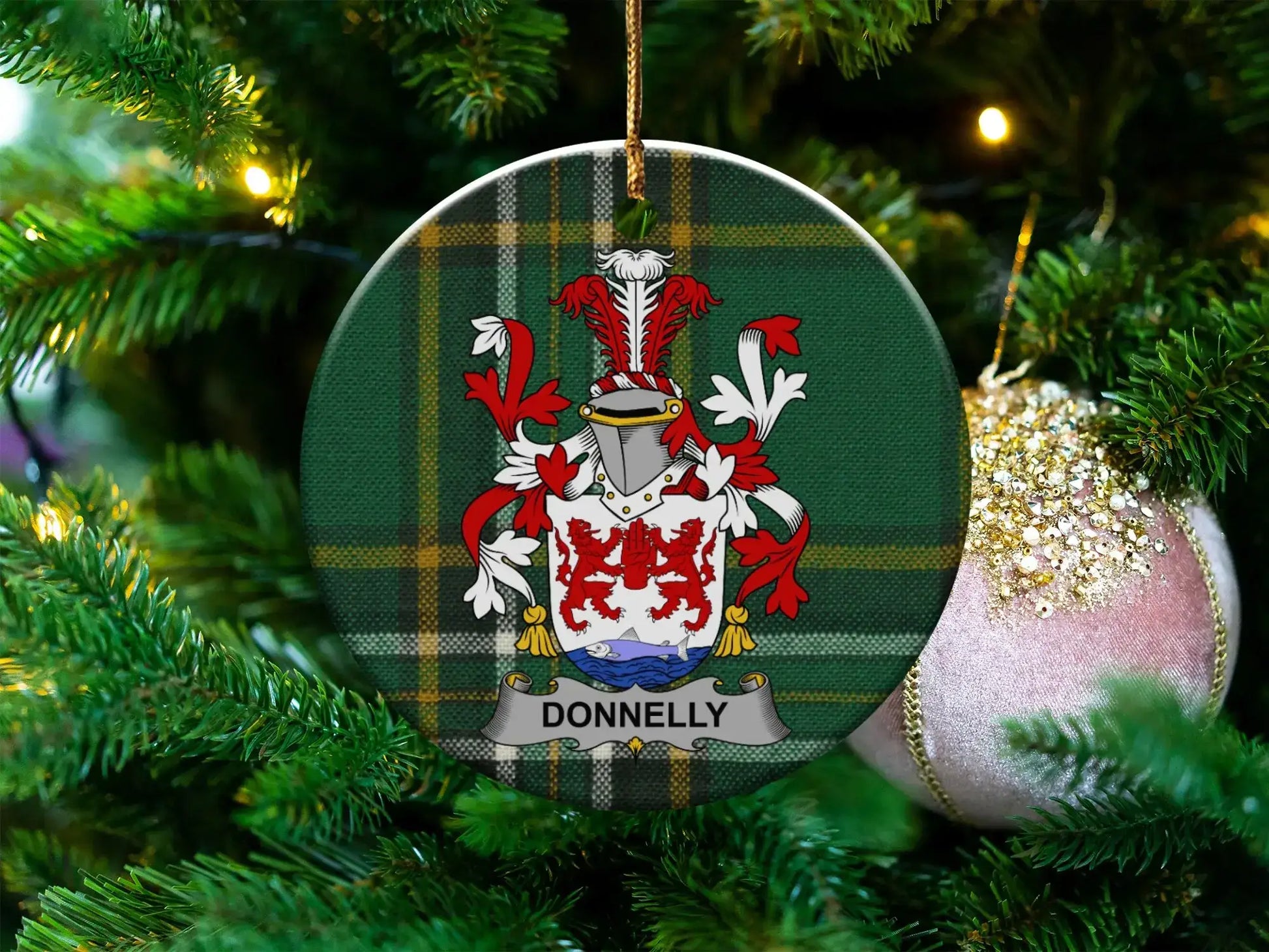 Personalized Family Crest Holiday Ornament Product