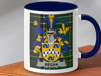 Family Crest Mug with Regal Green Plaid Background product