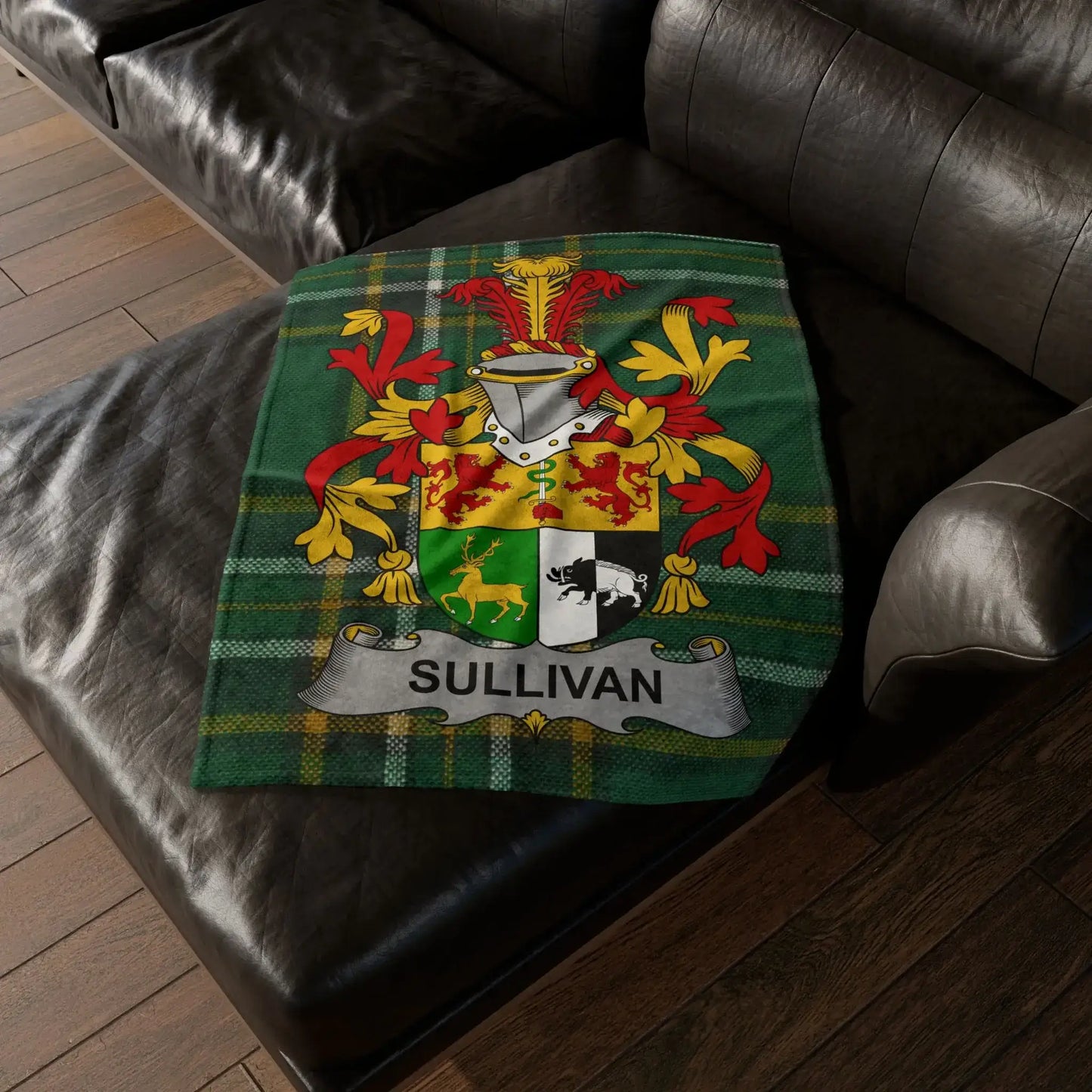 Choose Any Irish Surname Coat of Arms Blanket – Irish Heritage Fleece Thro