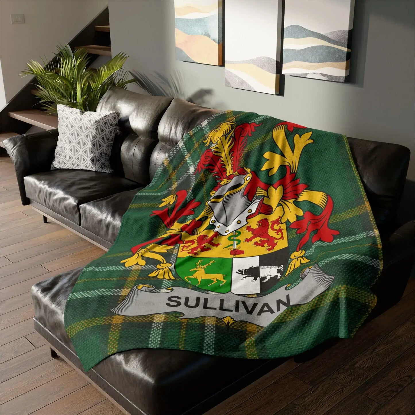 Choose Any Irish Surname Coat of Arms Blanket – Irish Heritage Fleece Thro