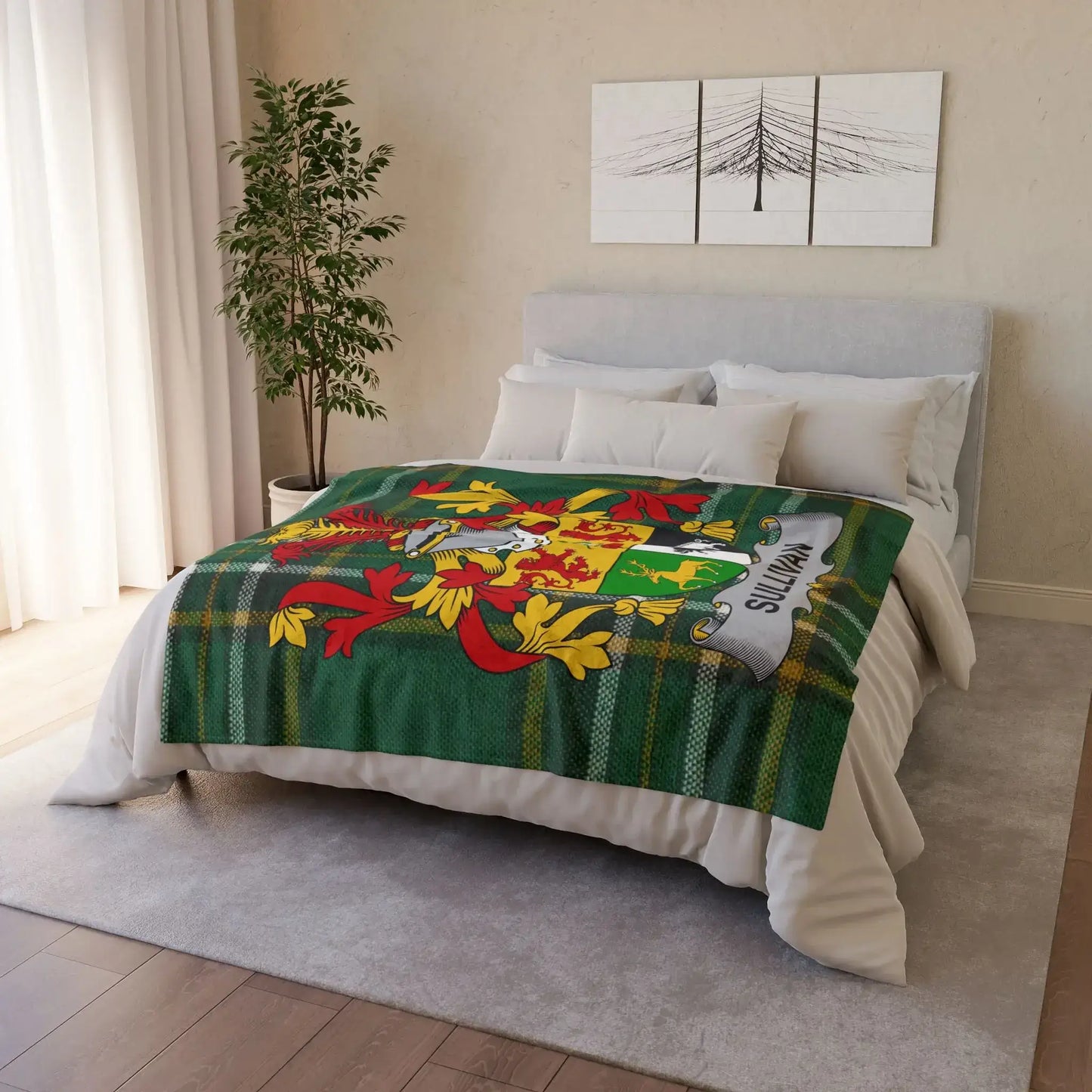 Choose Any Irish Surname Coat of Arms Blanket – Irish Heritage Fleece Thro