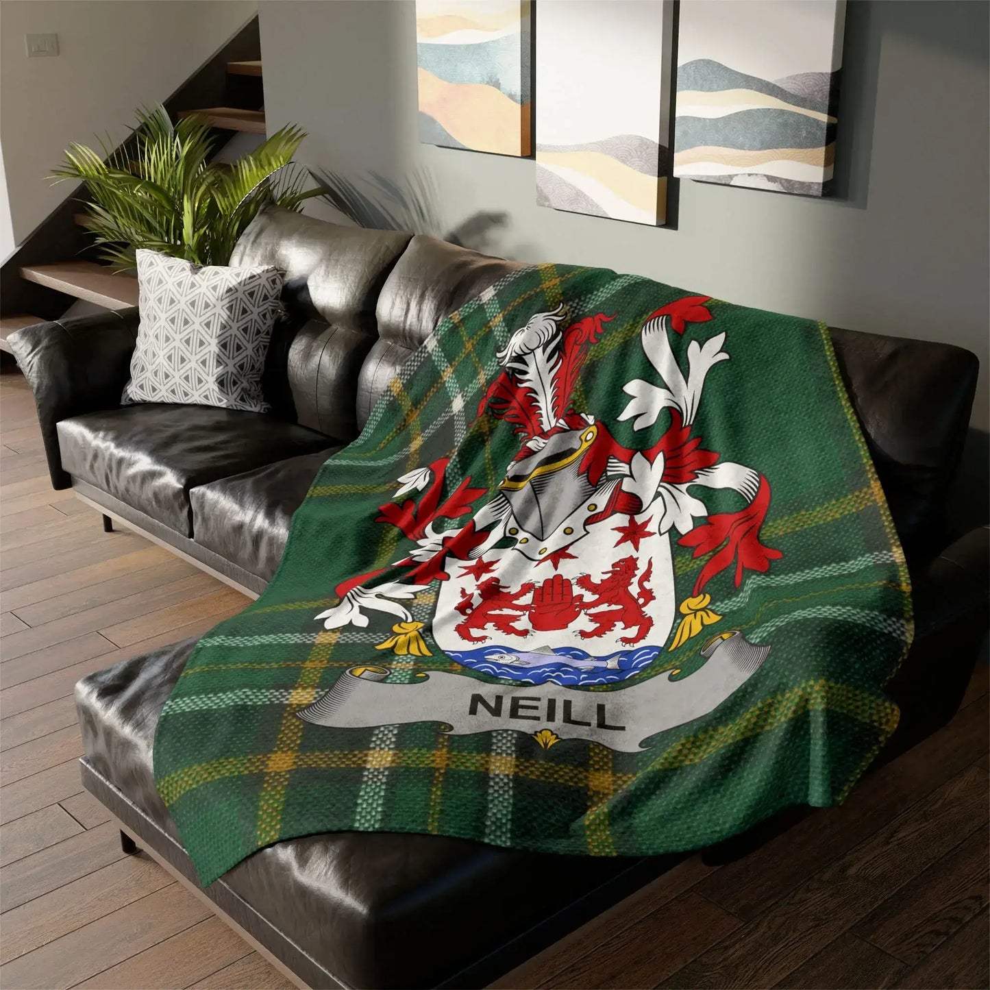 Choose Any Irish Surname Coat of Arms Blanket – Irish Heritage Fleece Thro