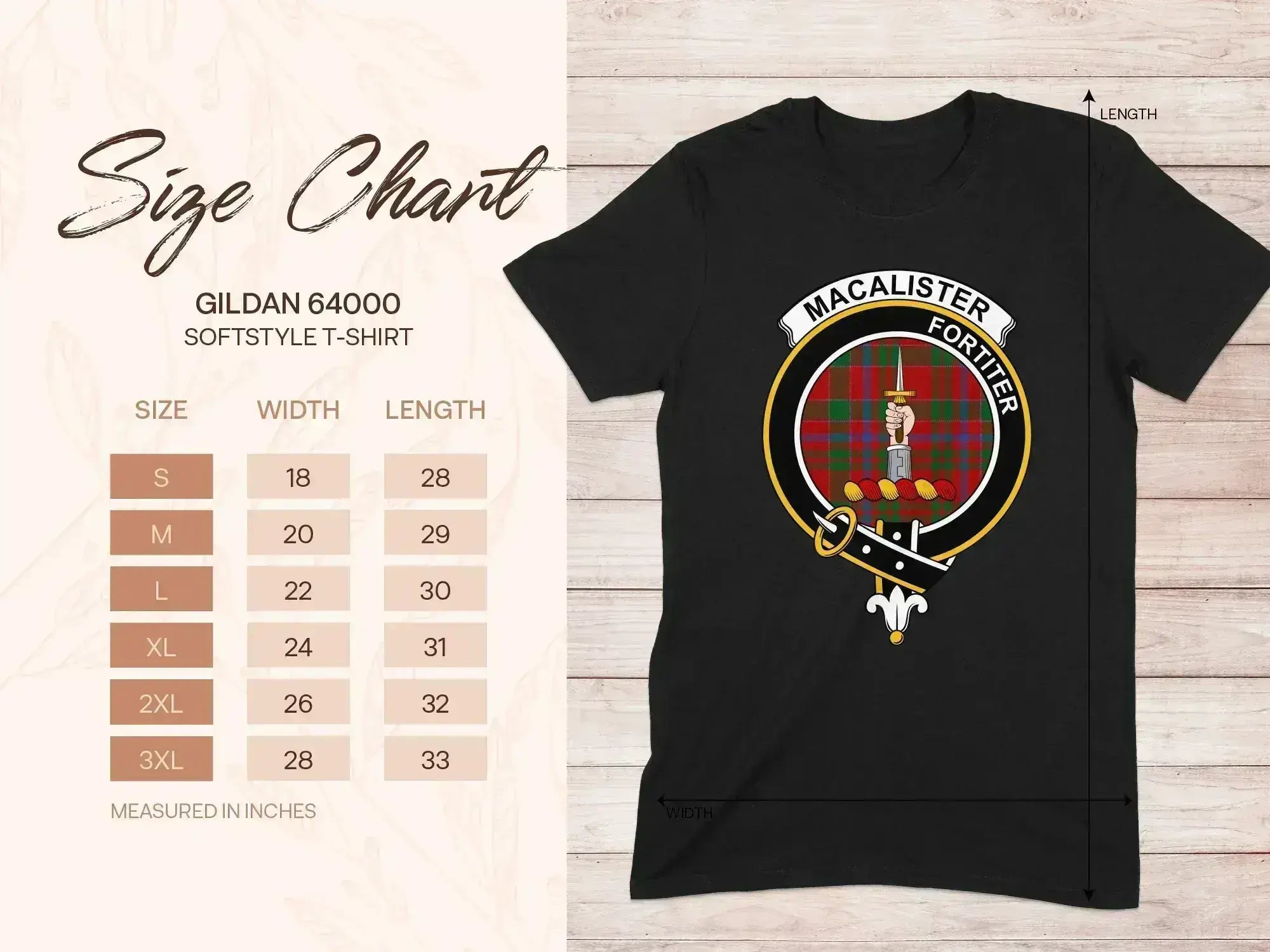 Scottish clan crest t-shirt shown in black, custom family design, gift idea