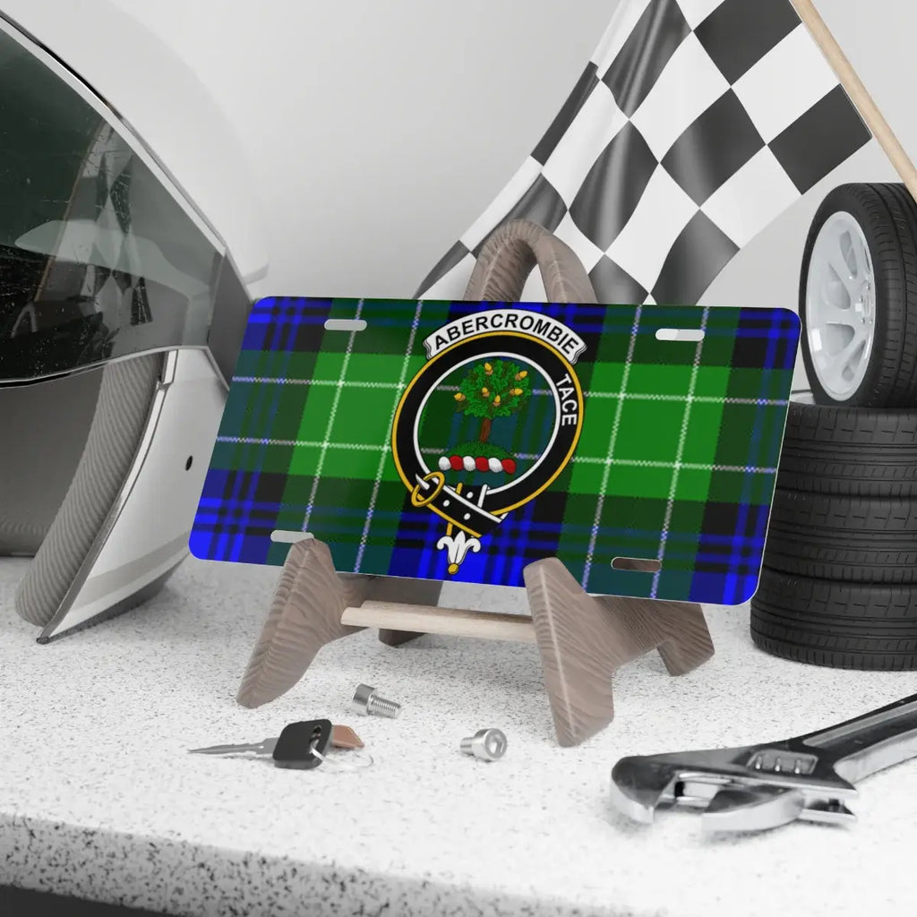 Clan Abercrombie tace custom crest license plate — 100% aluminium, 12x6 inch
