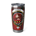 Clan Adair Loyal au Mort tartan tumbler — 20 oz insulated stainless steel with clan crest