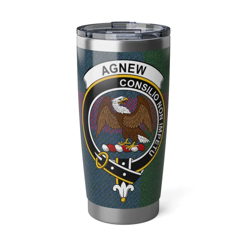 Agnew 20 oz stainless steel tumbler with eagle crest and motto