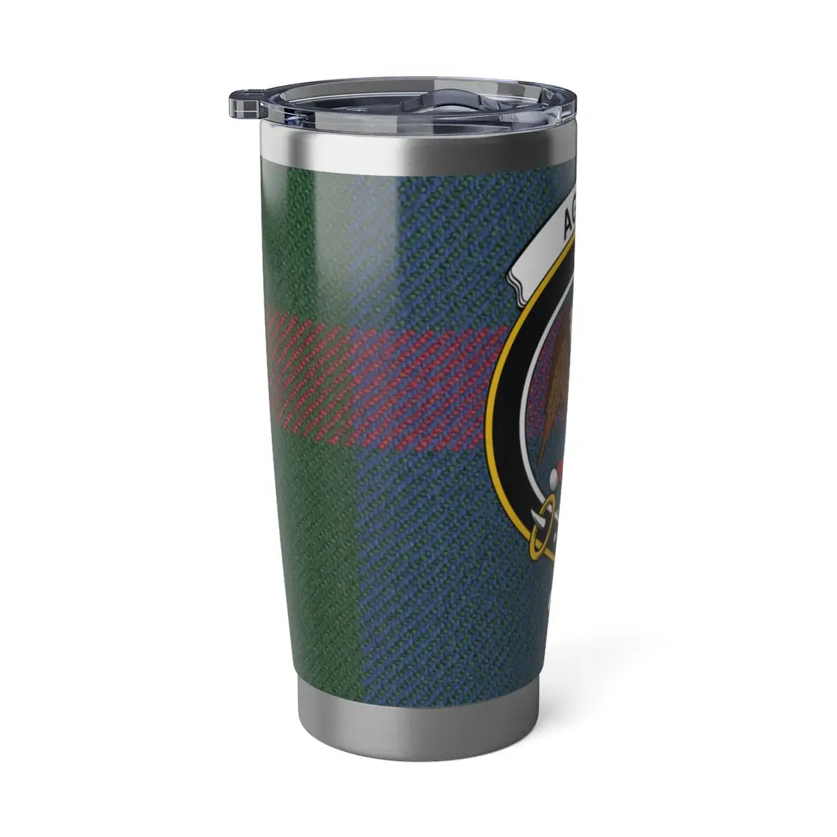 Agnew Scottish clan crest design insulated travel tumbler — secure lid