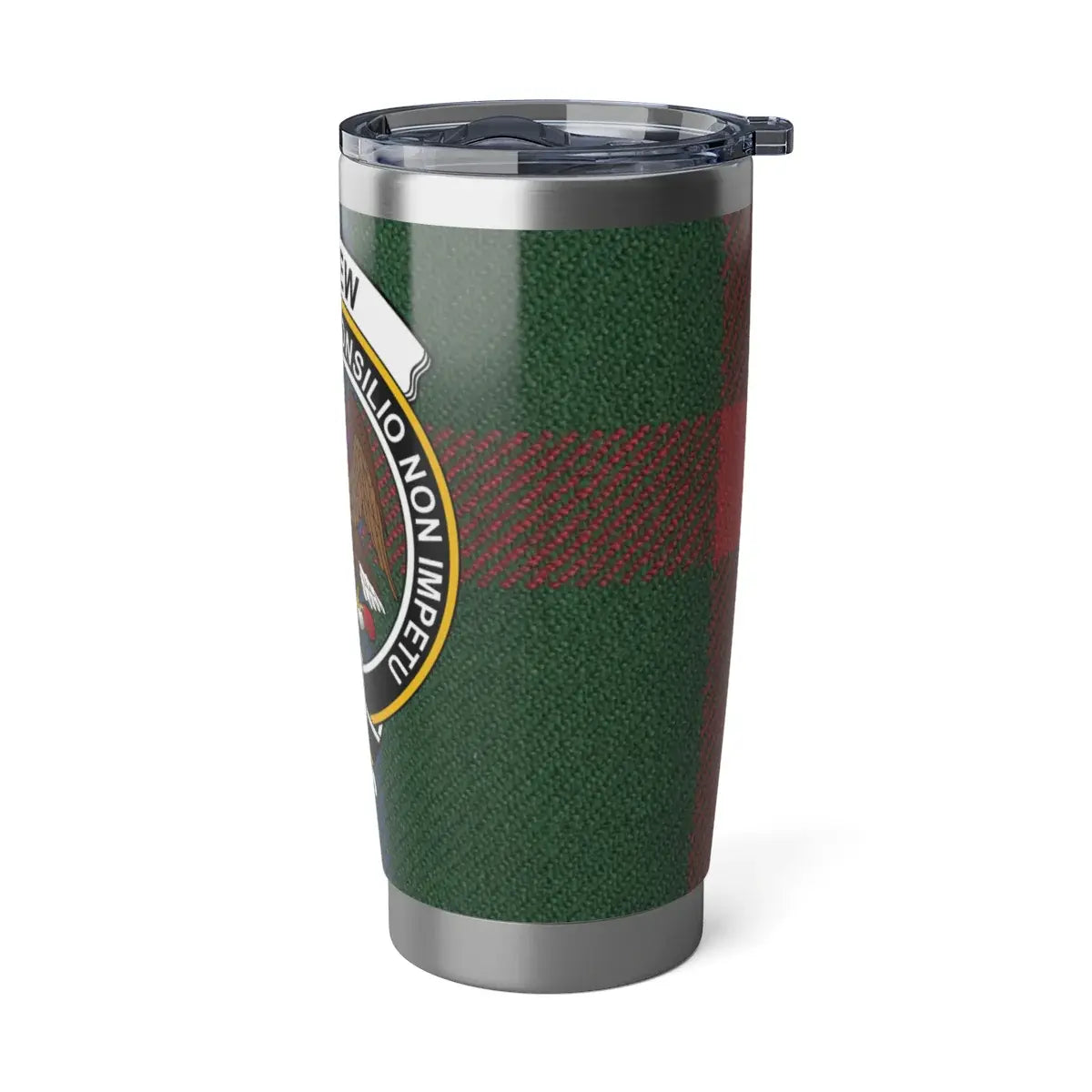 Clan Agnew tartan pattern travel tumbler — ideal for hot or cold drinks, fits car cup holder